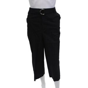 Agnes B Womens Cotton Belt High Rise Crop Straight Leg Pants Black Size P